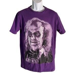 Beetlejuice Men's Short Sleeve Purple Graphic T-Shirt Size Medium  (38-40)